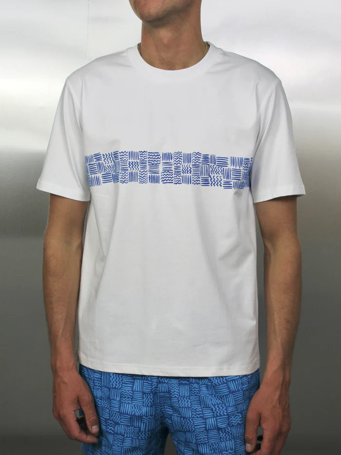 White Threads Blue Aztec T-Shirt - White